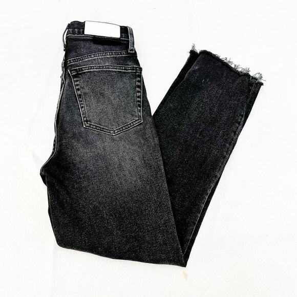 Re/Done 70's Stovepipe Washed Noir Button Fly Raw Hem Denim Jeans Size 25 - Picture 10 of 10